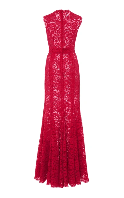 Shop Dolce & Gabbana Sleeveless Lace Gown In Pink