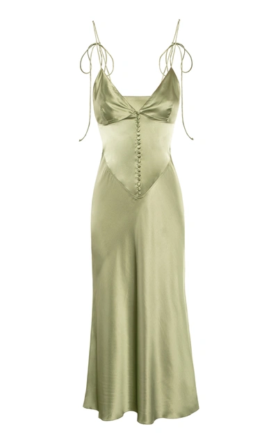 Shop Anna October Hydra Silk Slip Dress In Green