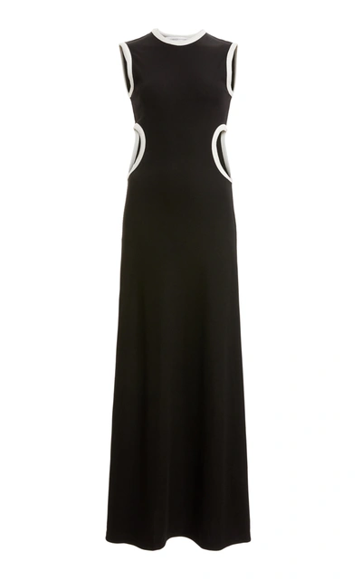 Shop Christopher Esber Fran Two-tone Cutout Stretch-jersey Maxi Dress In Black