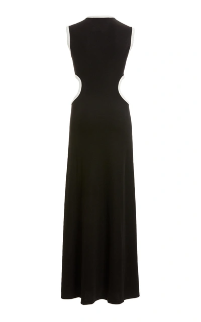Shop Christopher Esber Fran Two-tone Cutout Stretch-jersey Maxi Dress In Black