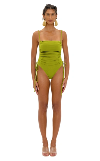 Shop Andrea Iyamah Women's Adan Ruched One-piece Swimsuit In Olive