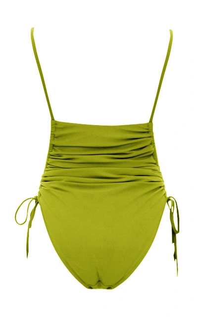Shop Andrea Iyamah Women's Adan Ruched One-piece Swimsuit In Olive