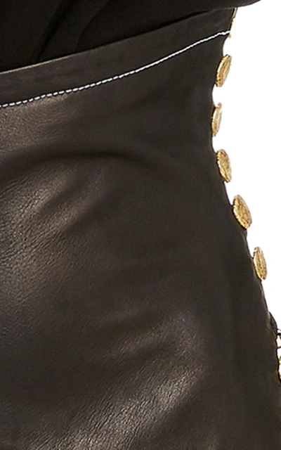 Shop Proenza Schouler Women's Leather-detailed Asymmetric Crepe Midi Dress In Black