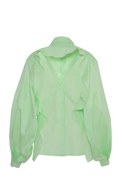 Shop Anouki Open-back Cotton Shirt In Green