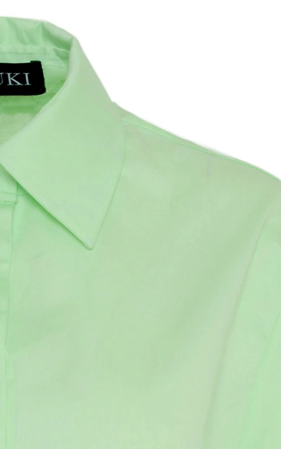 Shop Anouki Open-back Cotton Shirt In Green