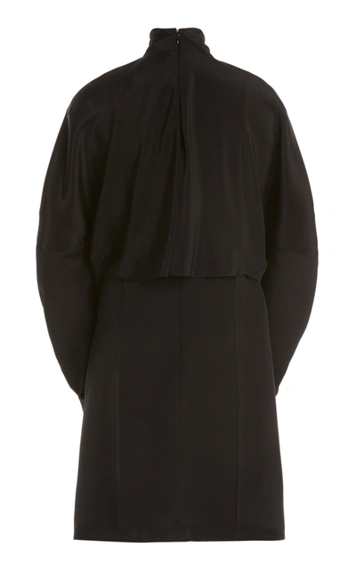 Shop Victoria Beckham Cape-sleeve Double-faced Crepe Mini Dress In Black