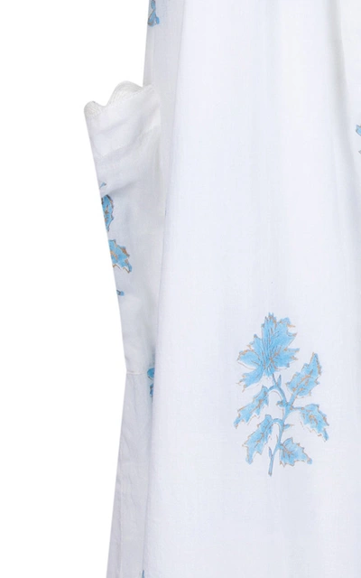 Shop Juliet Dunn Women's Scallop-trimmed Floral-print Cotton Midi Dress In White
