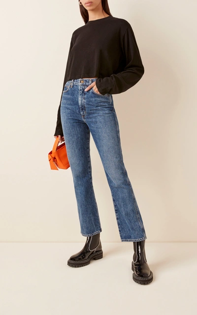 Shop Agolde Women's Pinch-waist Rigid High-rise Kick-leg Jeans In Medium Wash