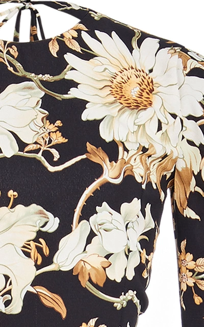 Shop Oscar De La Renta Floral-print Crepe Maxi Gown In Multi