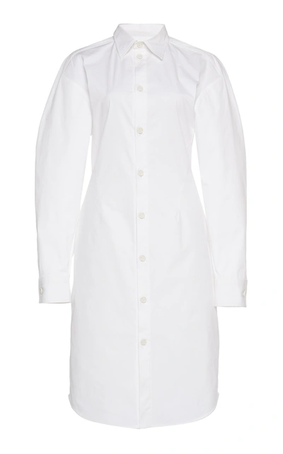 Shop Bottega Veneta Stretch Poplin Shirt Dress In White