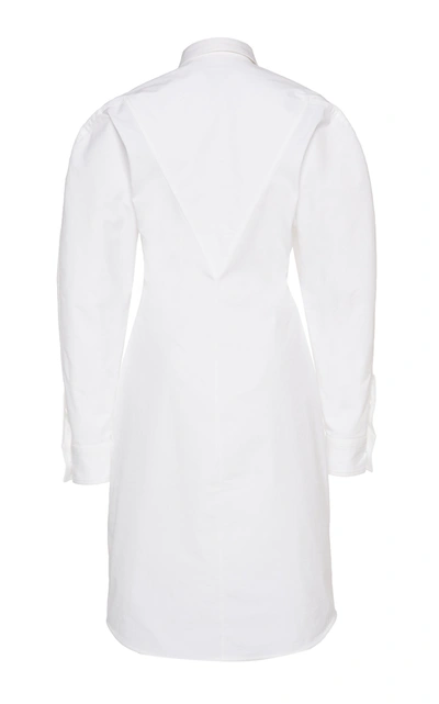 Shop Bottega Veneta Stretch Poplin Shirt Dress In White
