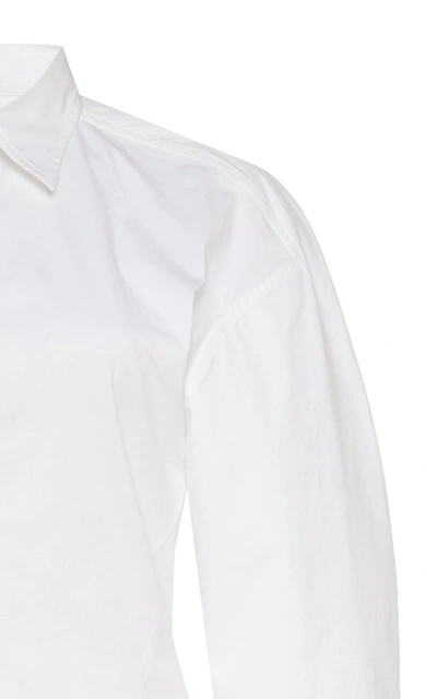 Shop Bottega Veneta Stretch Poplin Shirt Dress In White