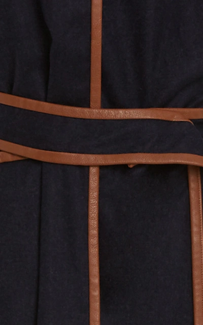 Shop Stella Mccartney Women's Eloise Faux Leather-trimmed Wool Flannel Maxi Dress In Navy