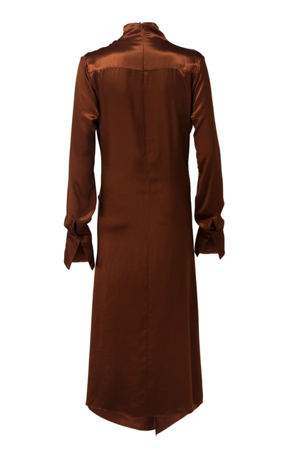 Shop Dodo Bar Or Women's Cate Gathered Satin Midi Dress In Brown