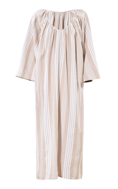 Shop Mara Hoffman Women's Luz Striped Tencel-cotton Maxi Dress In Neutral