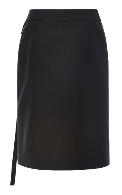 Shop Prada Button-embellished Mohair-blend Skirt In Black