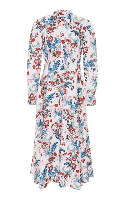 Shop Erdem Women's Josianne Printed Linen Midi Dress In White