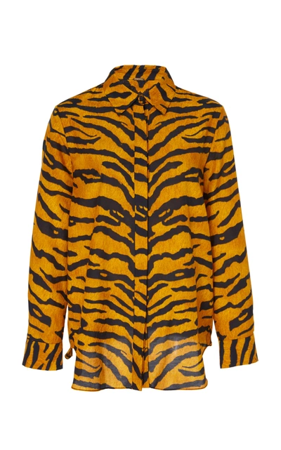 Shop Adam Lippes Tiger Print Button Down Shirt In Animal