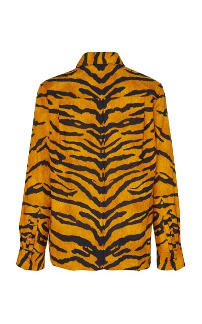 Shop Adam Lippes Tiger Print Button Down Shirt In Animal