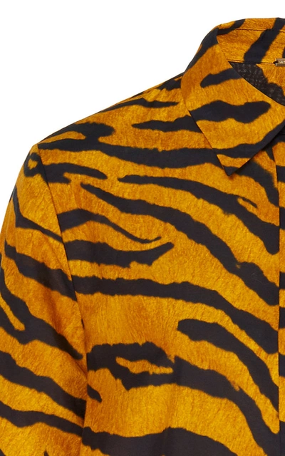 Shop Adam Lippes Tiger Print Button Down Shirt In Animal