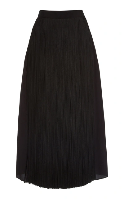 Shop Prada High-rise Fringed Organza Skirt In Black