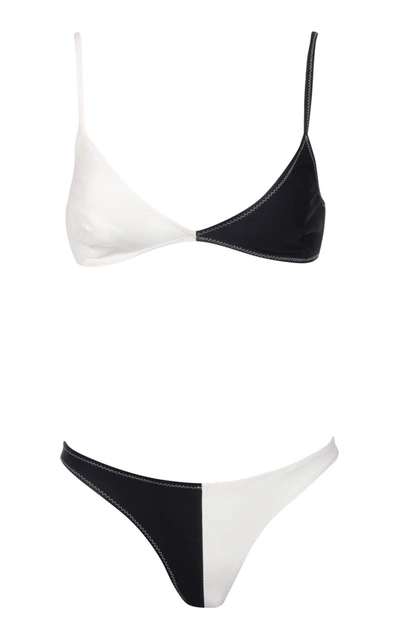 Shop Matthew Bruch Women's Kimmie Colorblock Bikini In Black,white