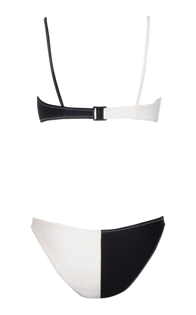 Shop Matthew Bruch Women's Kimmie Colorblock Bikini In Black,white