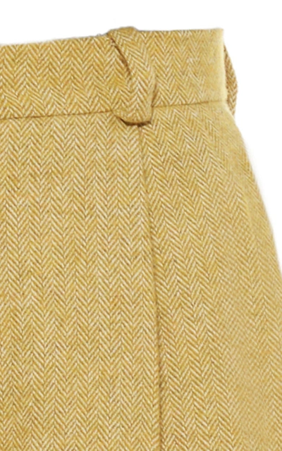 Shop Anouki High Waist Tobacco Tweed Pants In Yellow