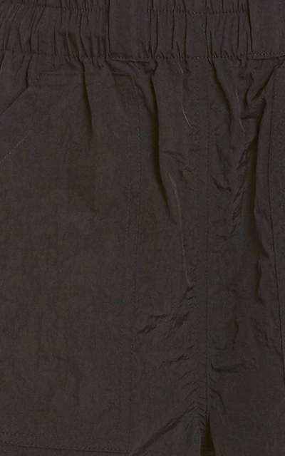 Shop Ganni Crinkled Nylon Shorts In Black