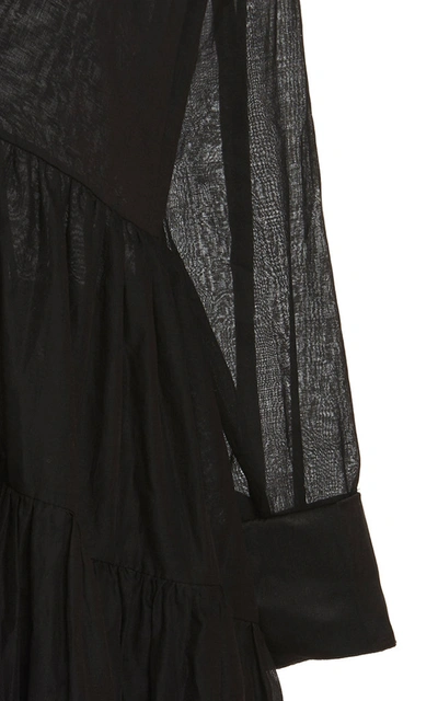 Shop Kalita Vega Pleated Cotton Tunic Dress In Black