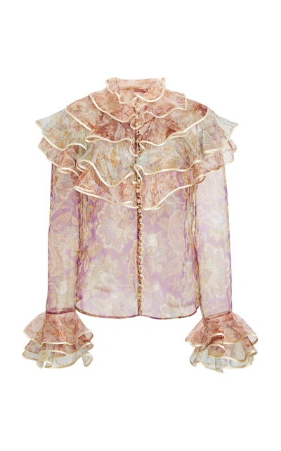 Shop Zimmermann Lucky Tiered Silk Blouse In Floral