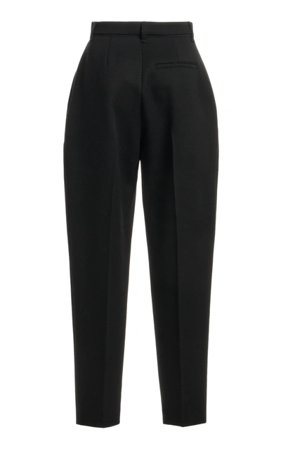 Shop Alexandre Blanc Carrot Pleated Wool Tapered Pants In Black