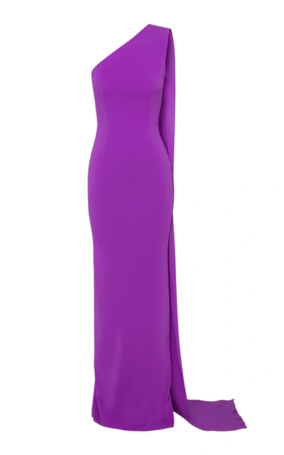 Shop Alex Perry Women's Jude Drape-detailed Satin Crepe One-shoulder Gown In Purple