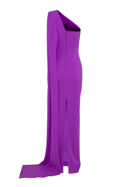 Shop Alex Perry Women's Jude Drape-detailed Satin Crepe One-shoulder Gown In Purple