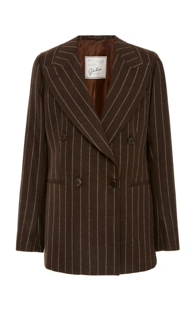 Shop Giuliva Heritage Collection Stella Chalk Stripe Double-breasted Wool Blazer