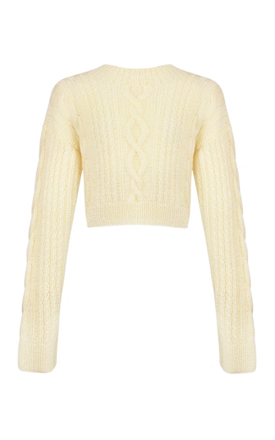 Shop Anna October Women's Tavria Cable-knit Wool-blend Cropped Cardigan In Ivory