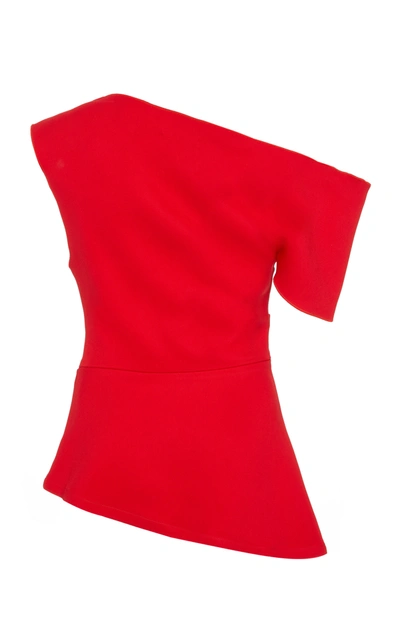 Shop Acler Thistle One-shoulder Crepe Top In Red