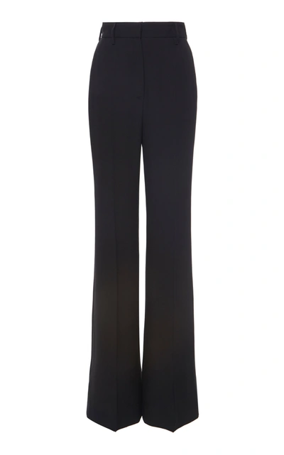 Shop Prada High-rise Wide-leg Mohair Wool Pants In Black