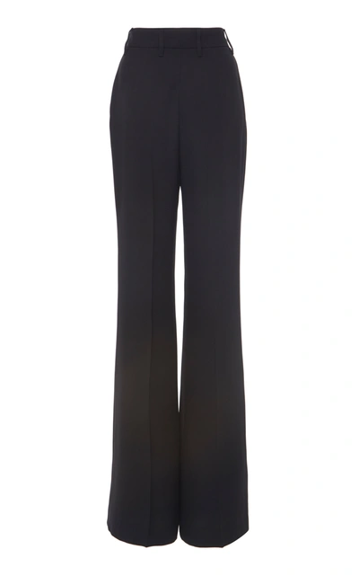 Shop Prada High-rise Wide-leg Mohair Wool Pants In Black