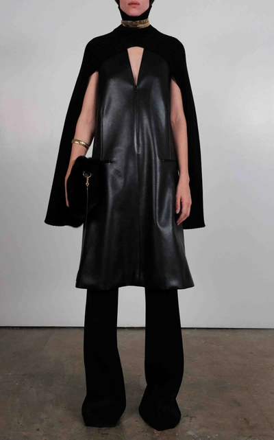 Shop Peter Do Sleeveless Vegan Leather Dress In Black