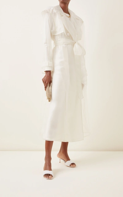 Shop Danielle Frankel Women's Allegra Appliquã©d Organza Trench Coat In White