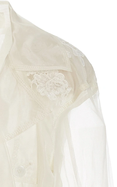 Shop Danielle Frankel Women's Allegra Appliquã©d Organza Trench Coat In White