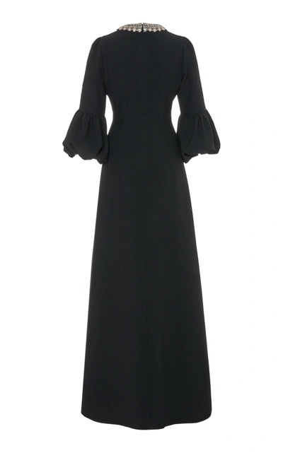 Shop Andrew Gn Crystal-embellished Crepe Gown In Black