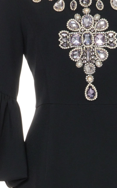 Shop Andrew Gn Crystal-embellished Crepe Gown In Black