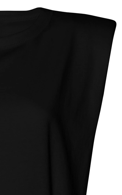 Shop The Frankie Shop Women's Eva Padded-shoulder Cotton Muscle T-shirt In White,black