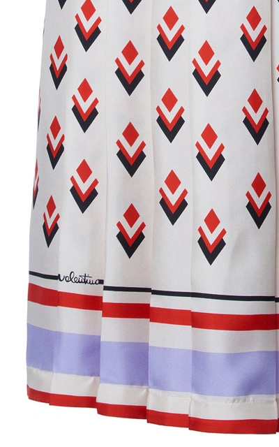 Shop Valentino Pleated Printed Silk Midi Skirt