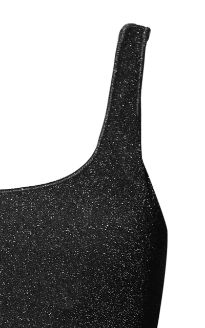 Shop Oseree Sporty Stretch-lurex Swimsuit In Black