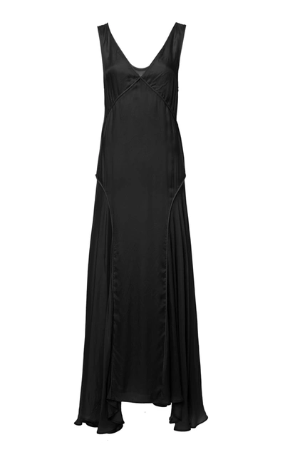 Shop Jil Sander Marigold Asymmetric Satin Maxi Dress In Black