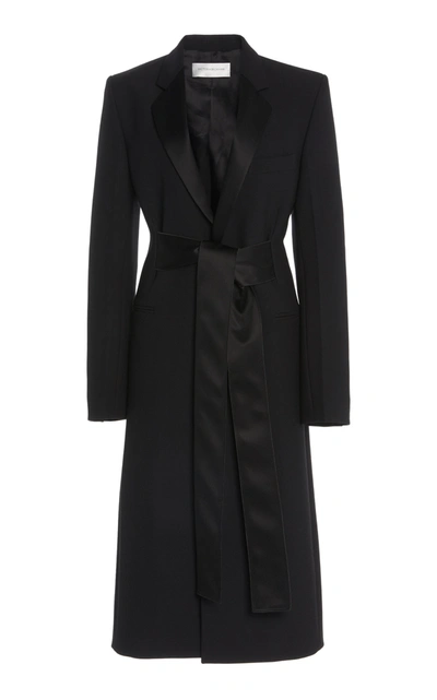 Shop Victoria Beckham Tie Waist Tuxedo Coat In Black