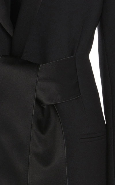 Shop Victoria Beckham Tie Waist Tuxedo Coat In Black